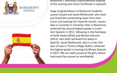 Rosemont students’ success in JC & LC Spanish